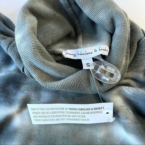 Young Fabulous & Broke Asymmetrical Zip Abstract Turtleneck Mini Sweater Dress S - Picture 9 of 12